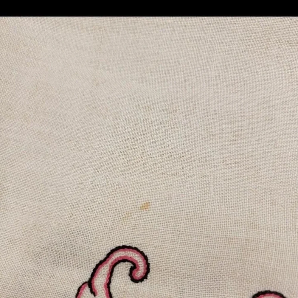Antique Victorian Linen Table Cloth Size 33×35 Small Stains